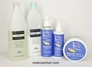 Trader Joe's Nourish Spa and Lottabody styling products.